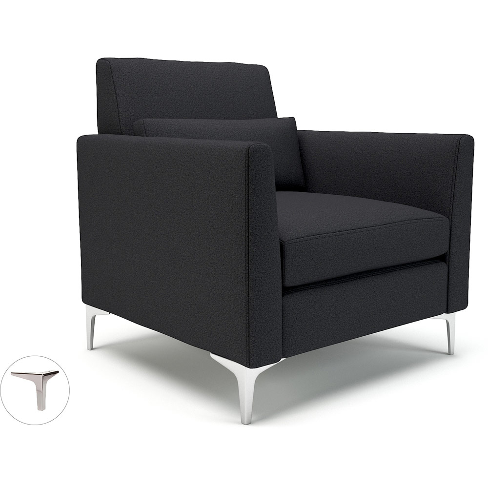 Roselle 90cm Wide Armchair Ebony Fabric Chrome Feet