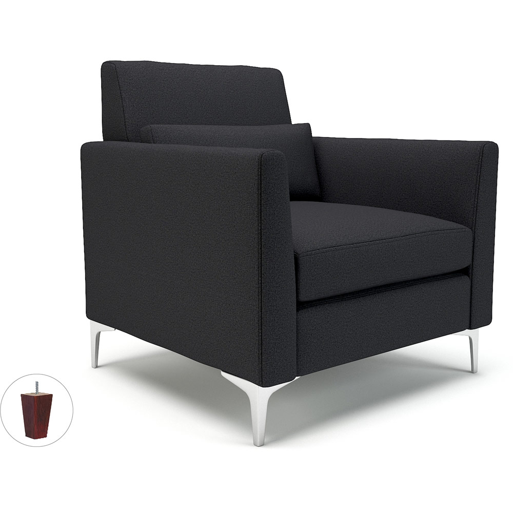 Roselle 90cm Wide Armchair Ebony Fabric Ebony Wood Feet