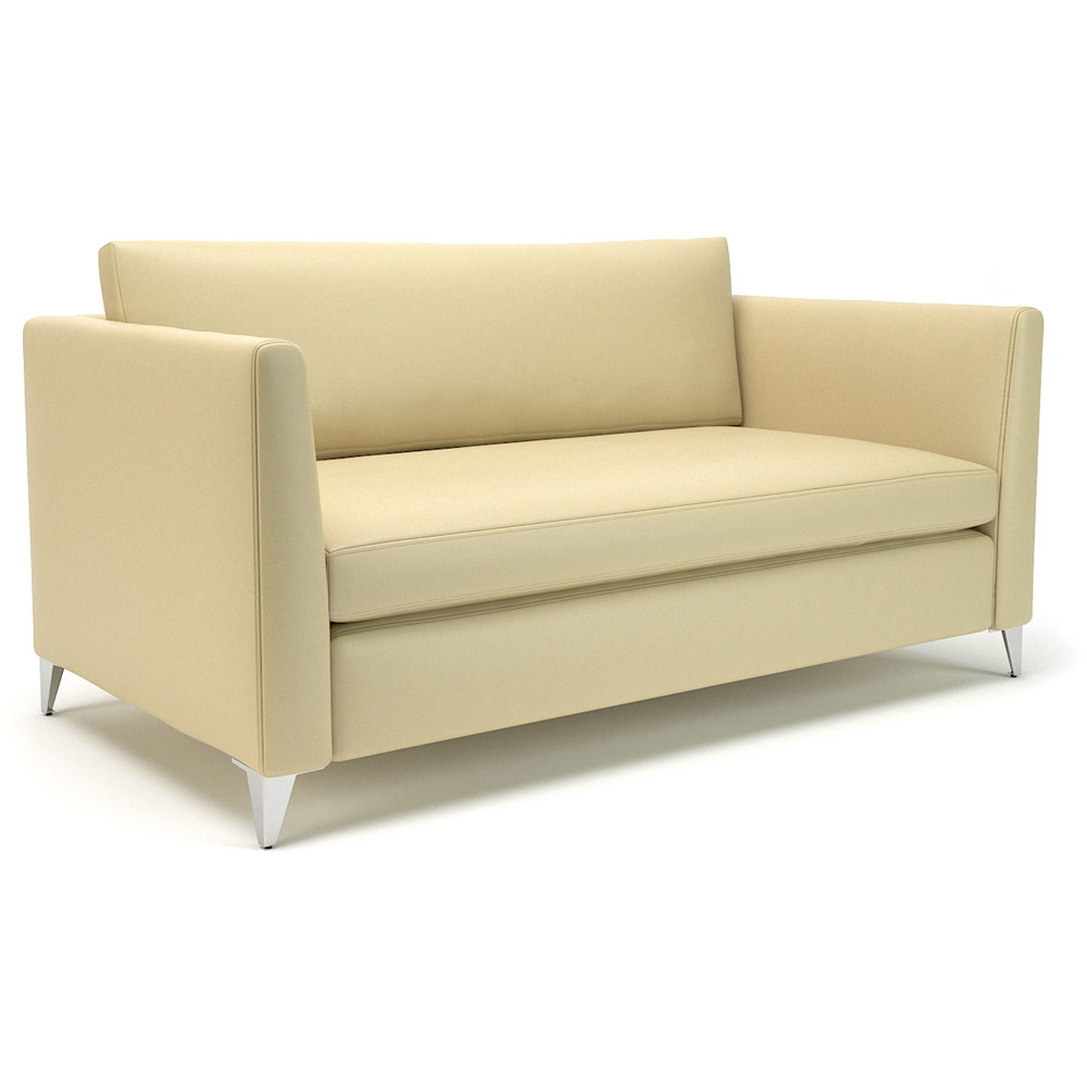 Roselle 157cm Wide Sofa Cream Faux Leather Chrome Feet With Socket