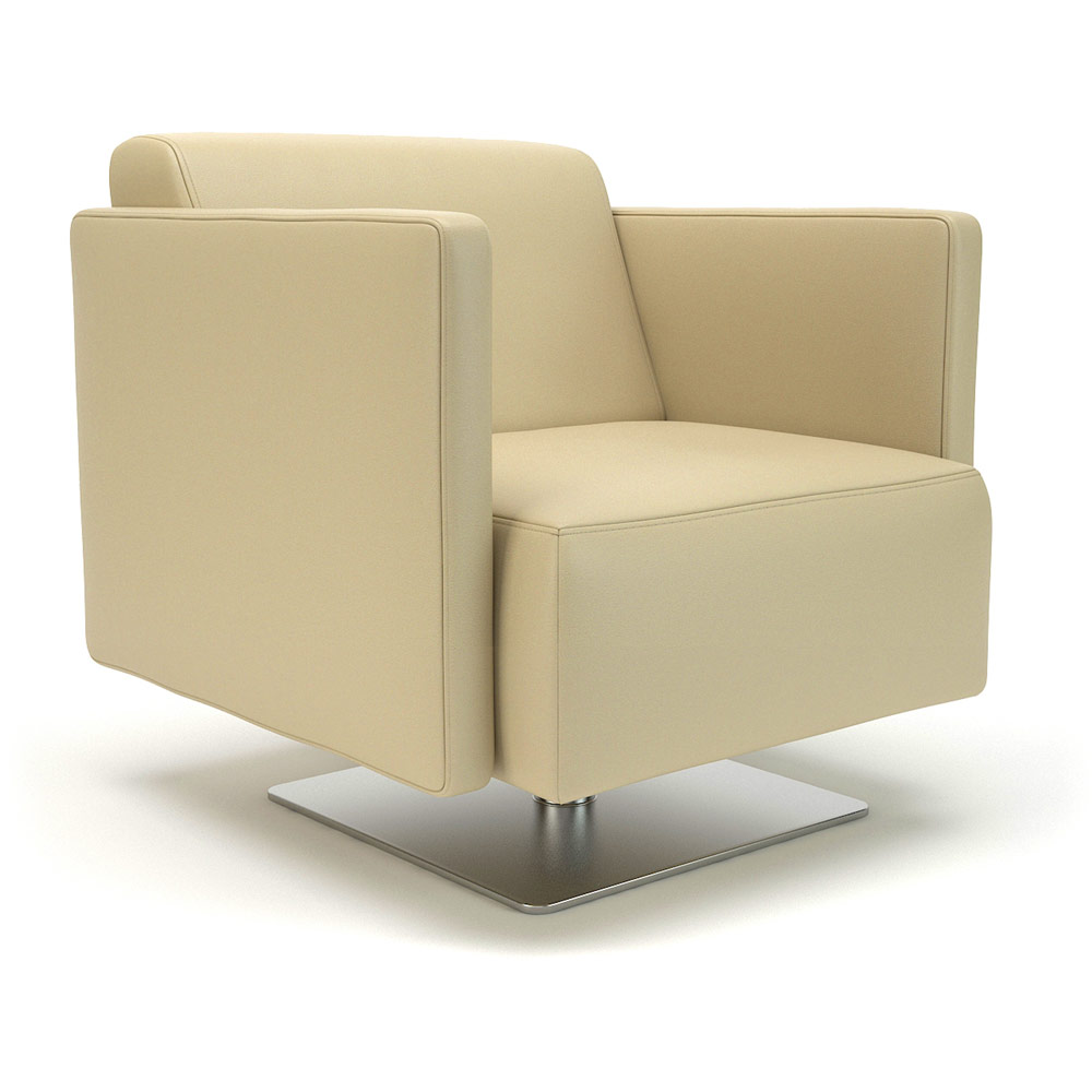 Napa Slim Arm 75cm Wide Swivel Armchair Cream Faux Leather  With Socket