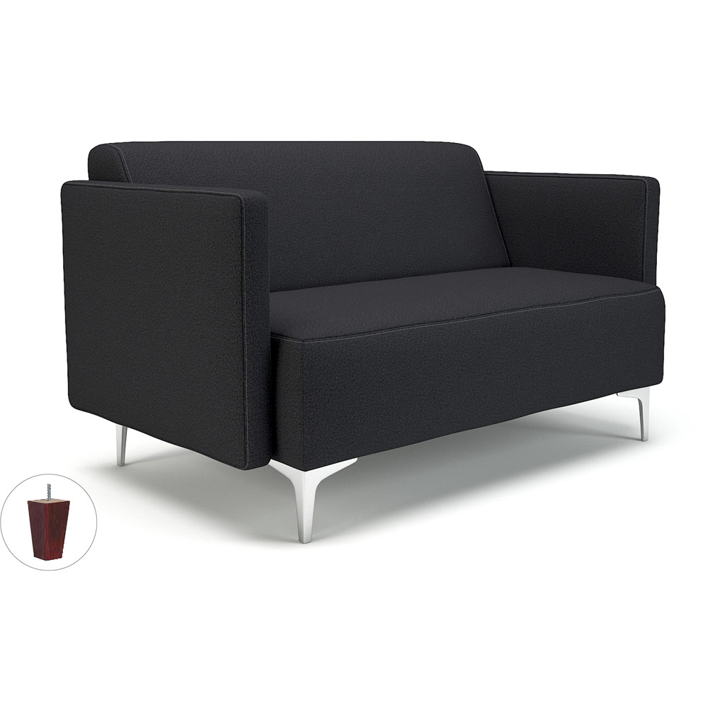 Napa Slim Arm 125cm Wide Sofa Ebony Fabric Ebony Wood Feet With Socket