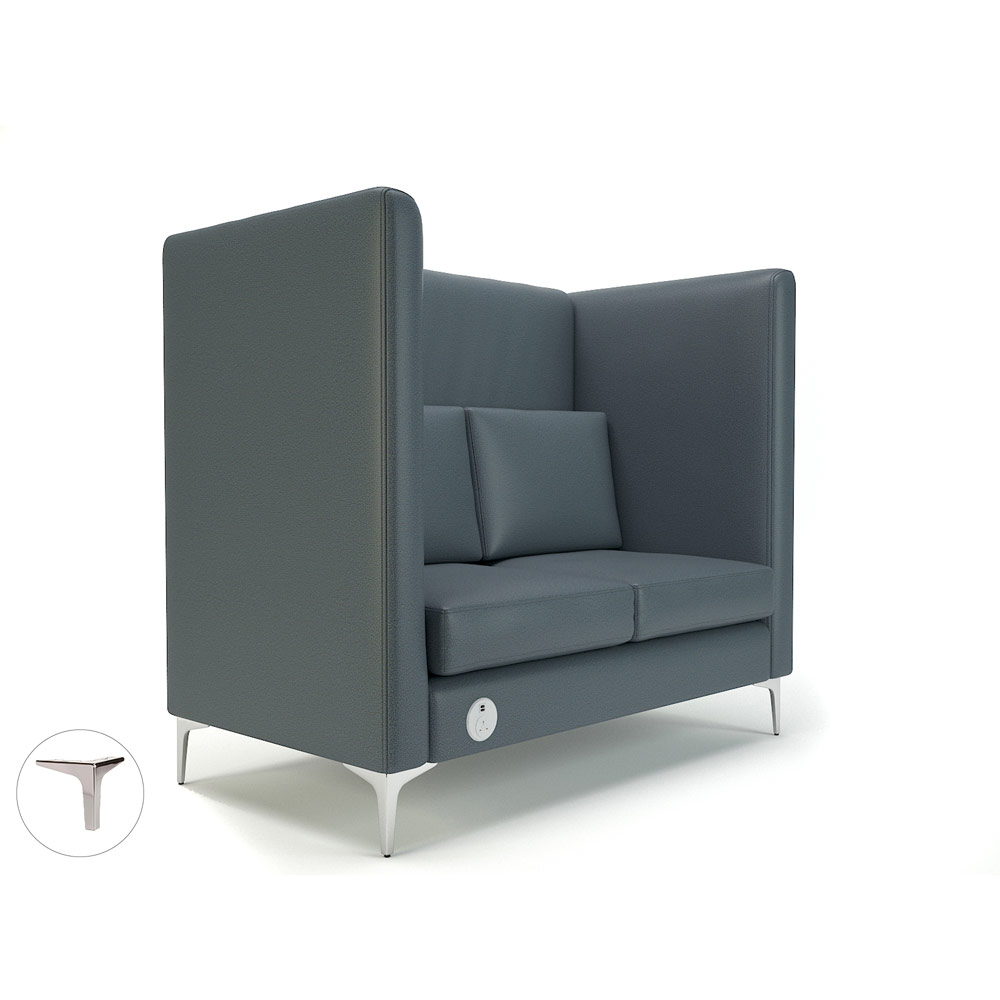 Altus 128cm Wide Privacy Booth Atlantic Faux Leather Chrome Feet