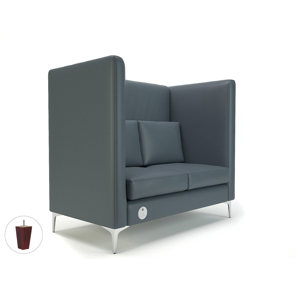 Altus 128cm Wide Privacy Booth Atlantic Faux Leather Ebony Wood Feet