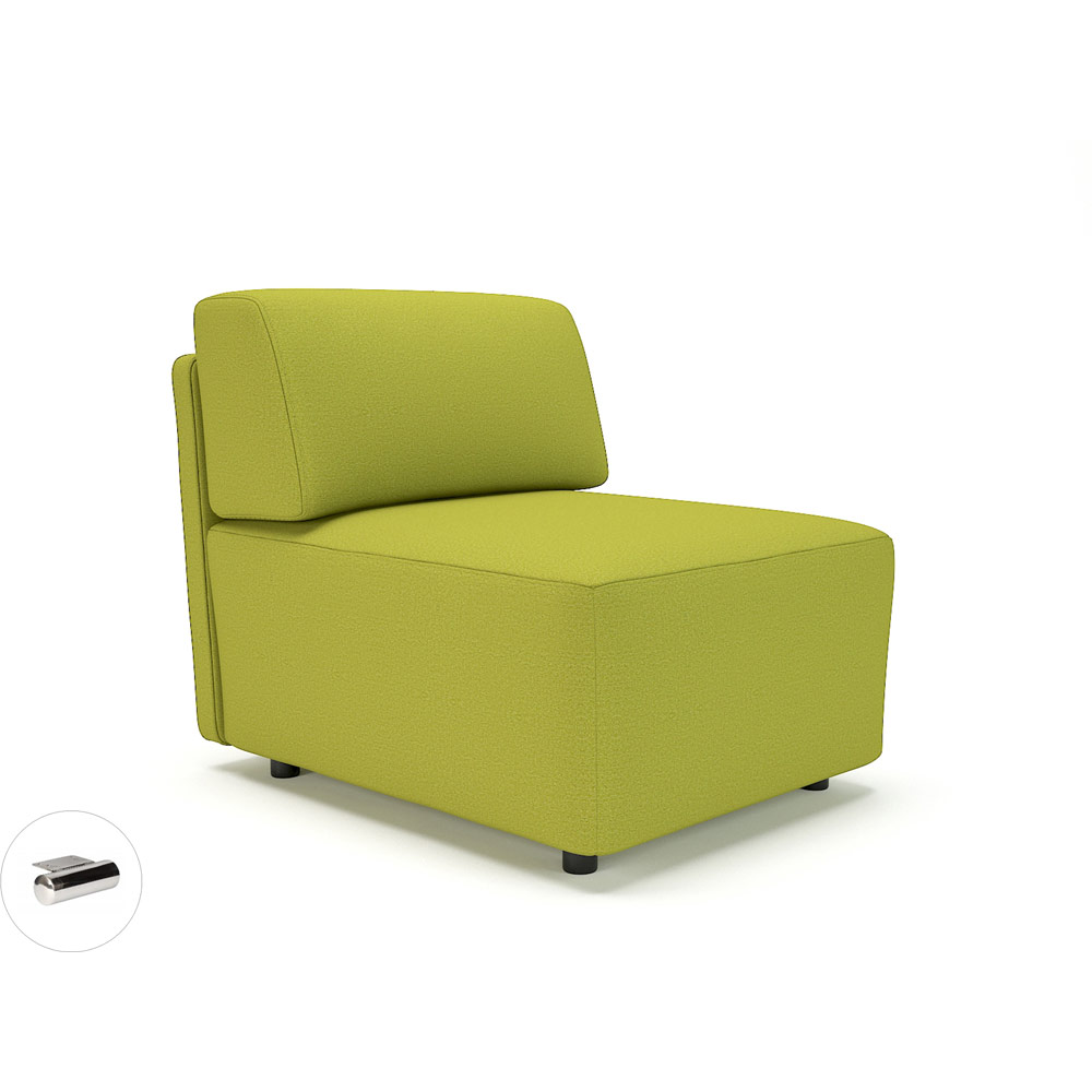 Loomis 65cm Wide Modular Unit Citron Fabric Chrome Feet