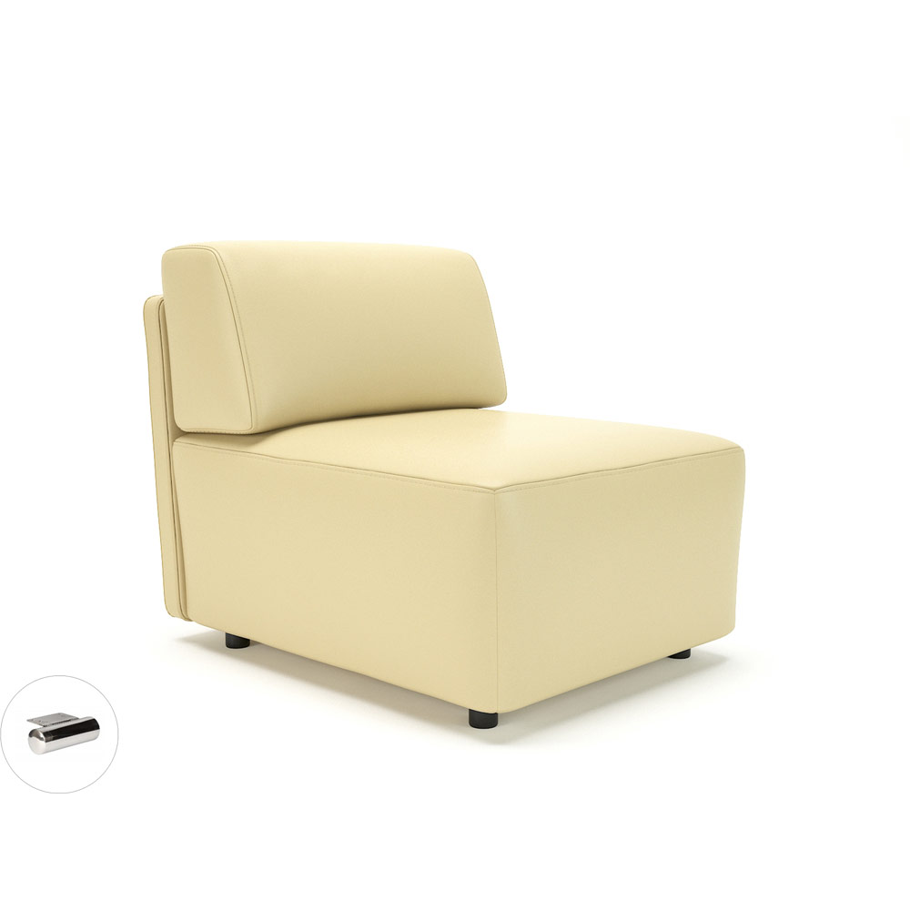 Loomis 65cm Wide Modular Unit Cream Faux Leather Chrome Feet