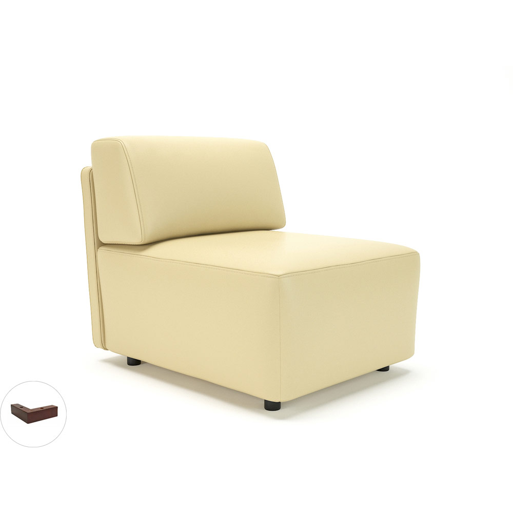 Loomis 65cm Wide Modular Unit Cream Faux Leather Ebony Wood Feet