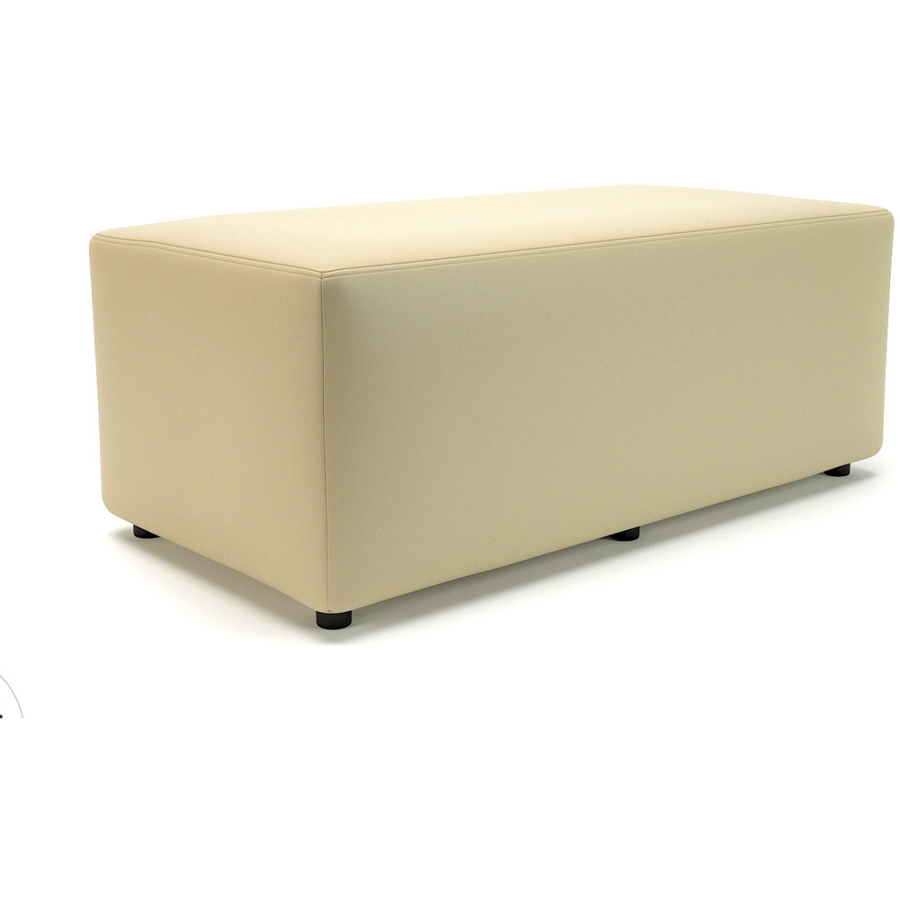 Ottawa 122cm Wide Cream Faux Leather Ebony Wood Feet With Socket