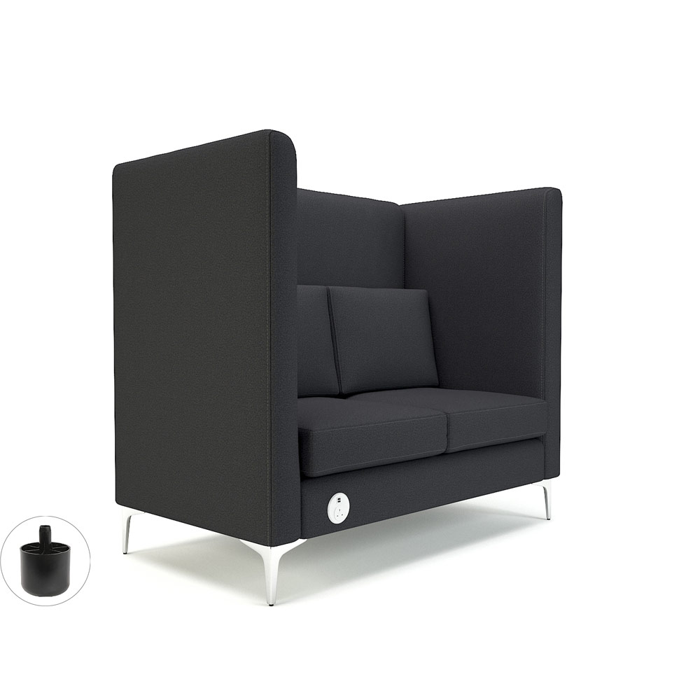 Altus 128cm Wide Privacy Booth Ebony Fabric Standard Feet