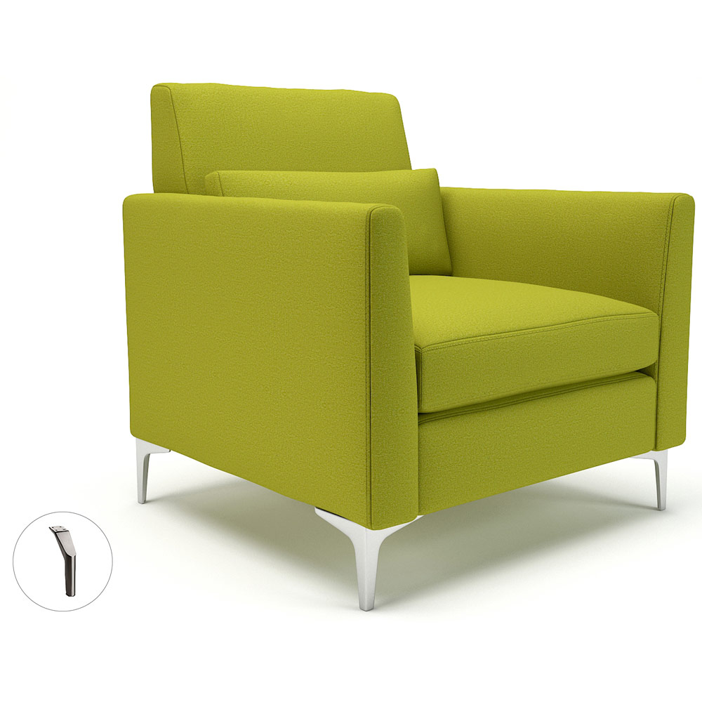 Roselle 90cm Wide Armchair Citron Fabric Brushed Chrome Feet With Socket