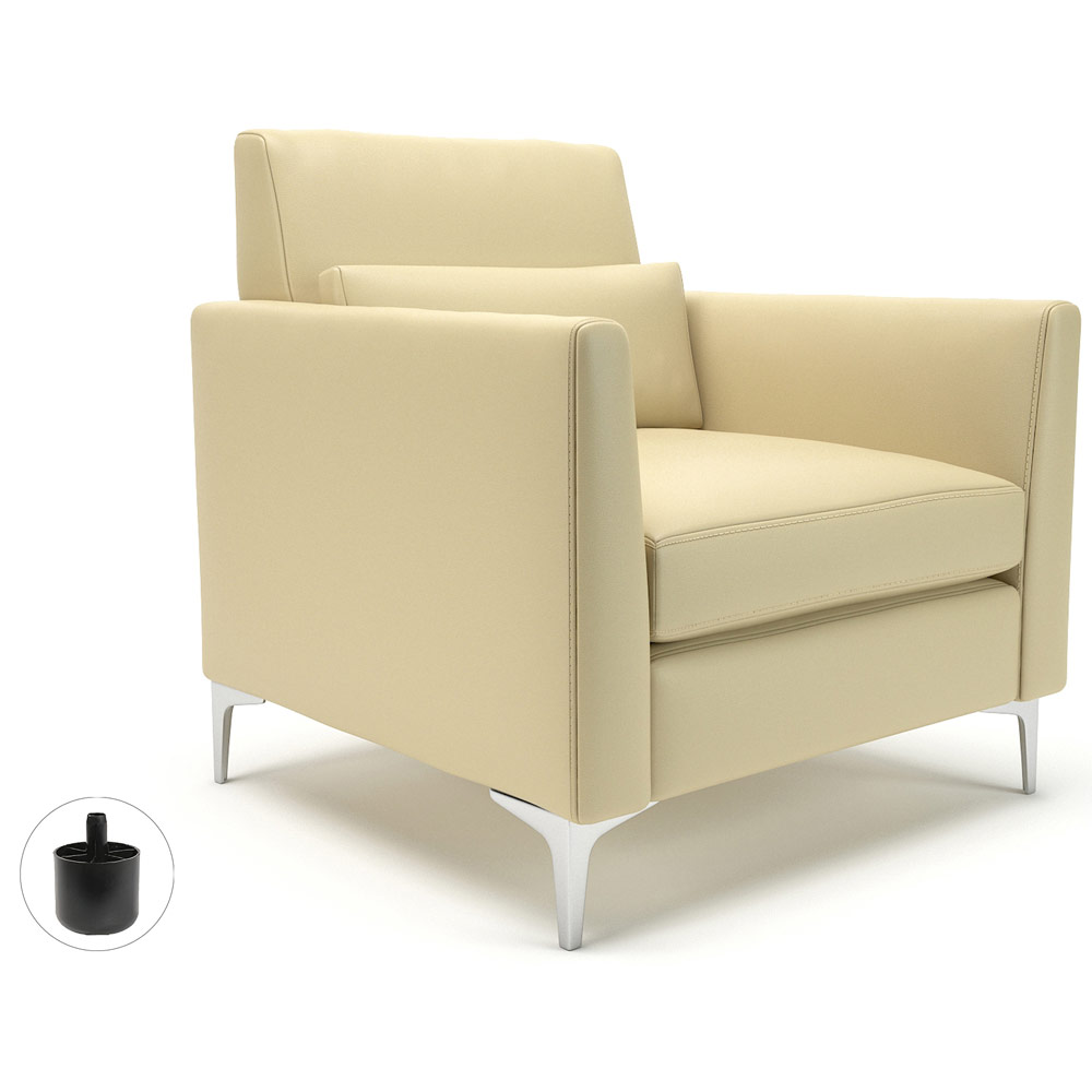 Roselle 90cm Wide Armchair Cream Faux Leather Standard Feet