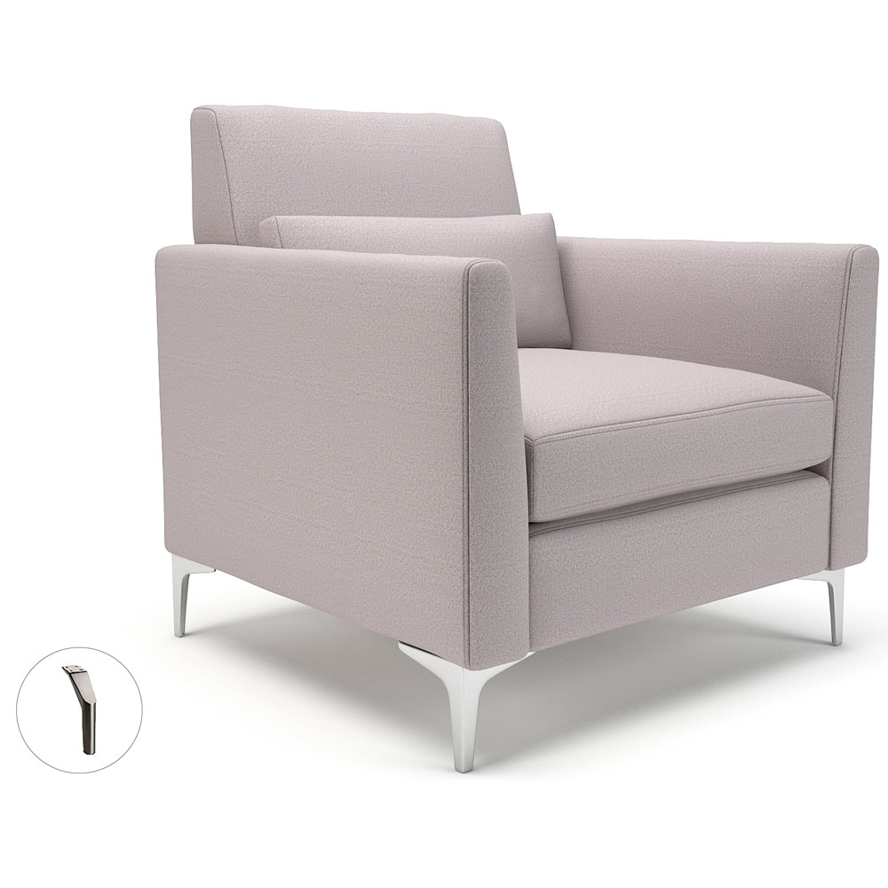 Roselle 90cm Wide Armchair Linen Fabric Brushed Chrome Feet