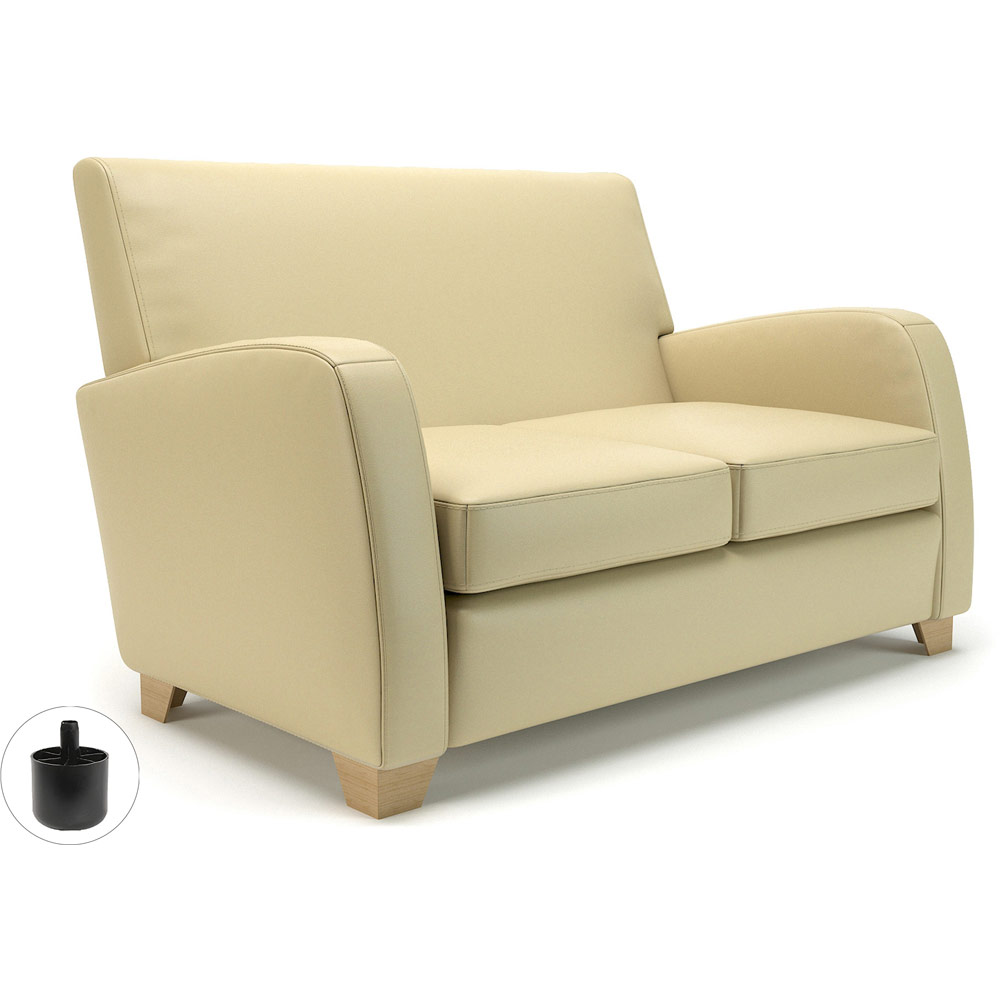 Wynne 132cm Wide Sofa Cream Faux Leather Standard Feet