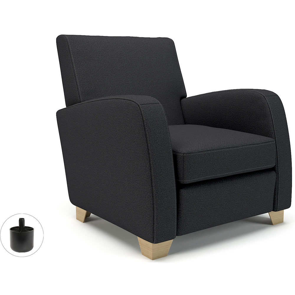 Wynne 81cm Wide Armchair Ebony Fabric Standard Feet With Socket