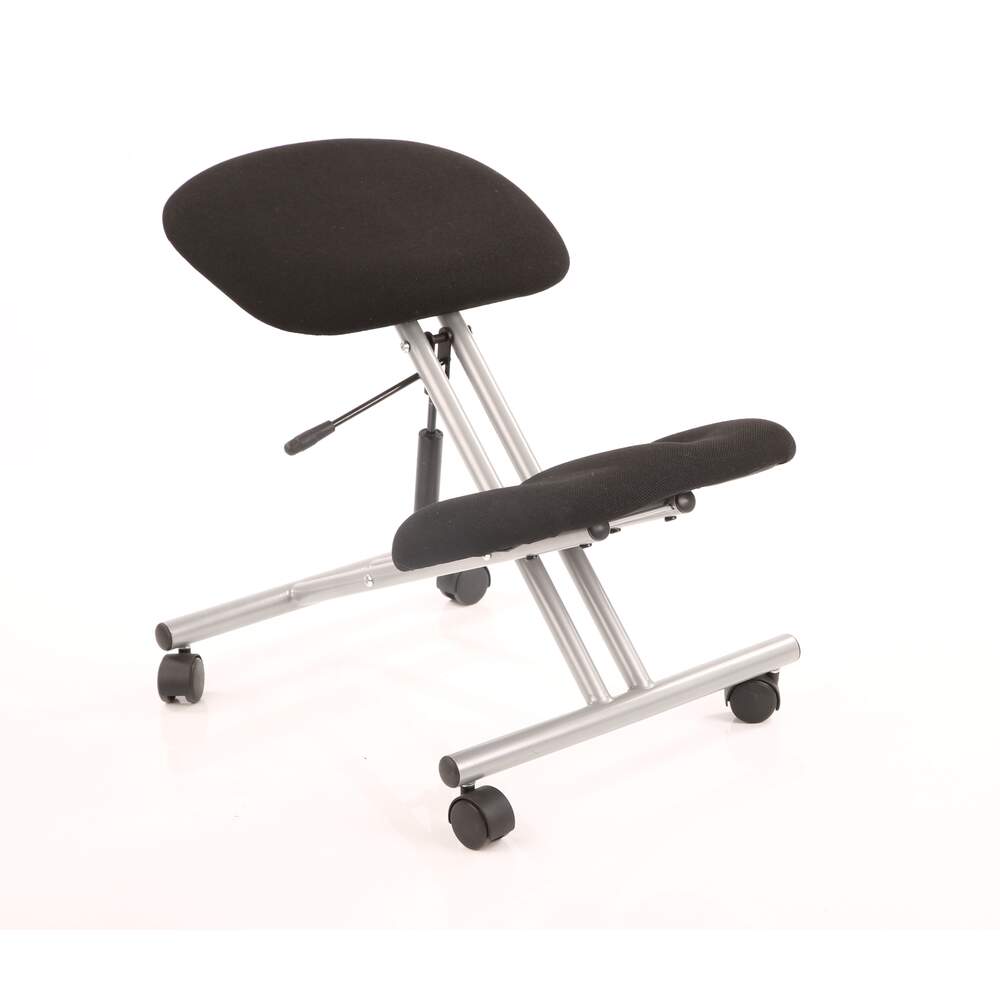 Kneeling Stool Task Operator Black Fabric Silver Frame