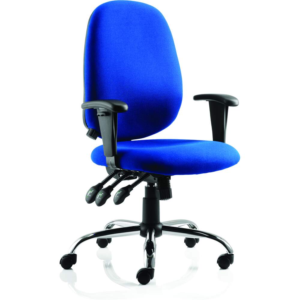 Lisbon Task Operator Chair Blue Fabric With Arms