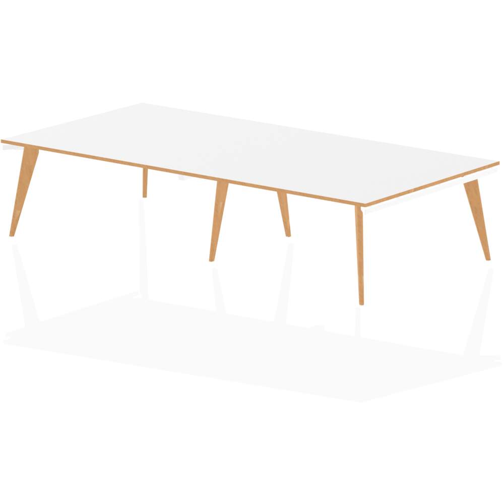 Oslo 3200mm Rectangular Boardroom Table White Top Natural Wood Edge White Frame