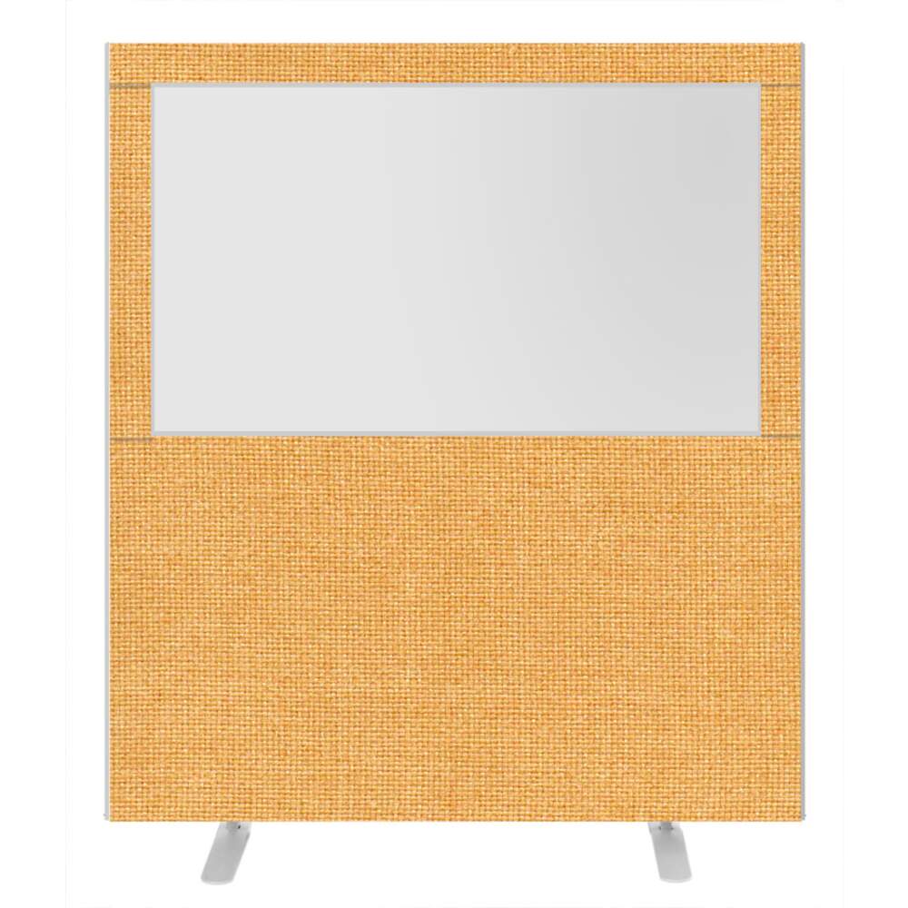 Impulse Plus Clear Half Vision 1800/1600 Floor Free Standing Screen Beige Fabric Light Grey Edges