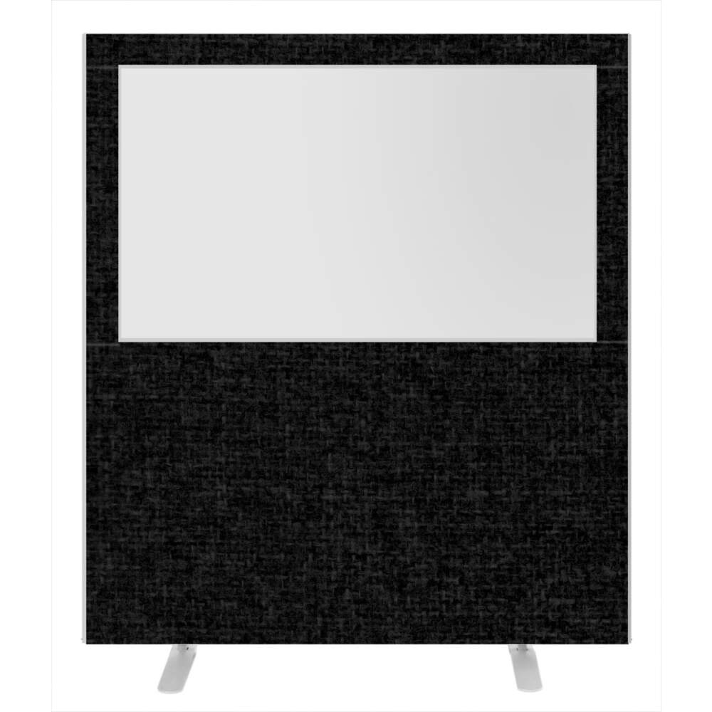 Impulse Plus Clear Half Vision 1800/1600 Floor Free Standing Screen Black Fabric Light Grey Edges