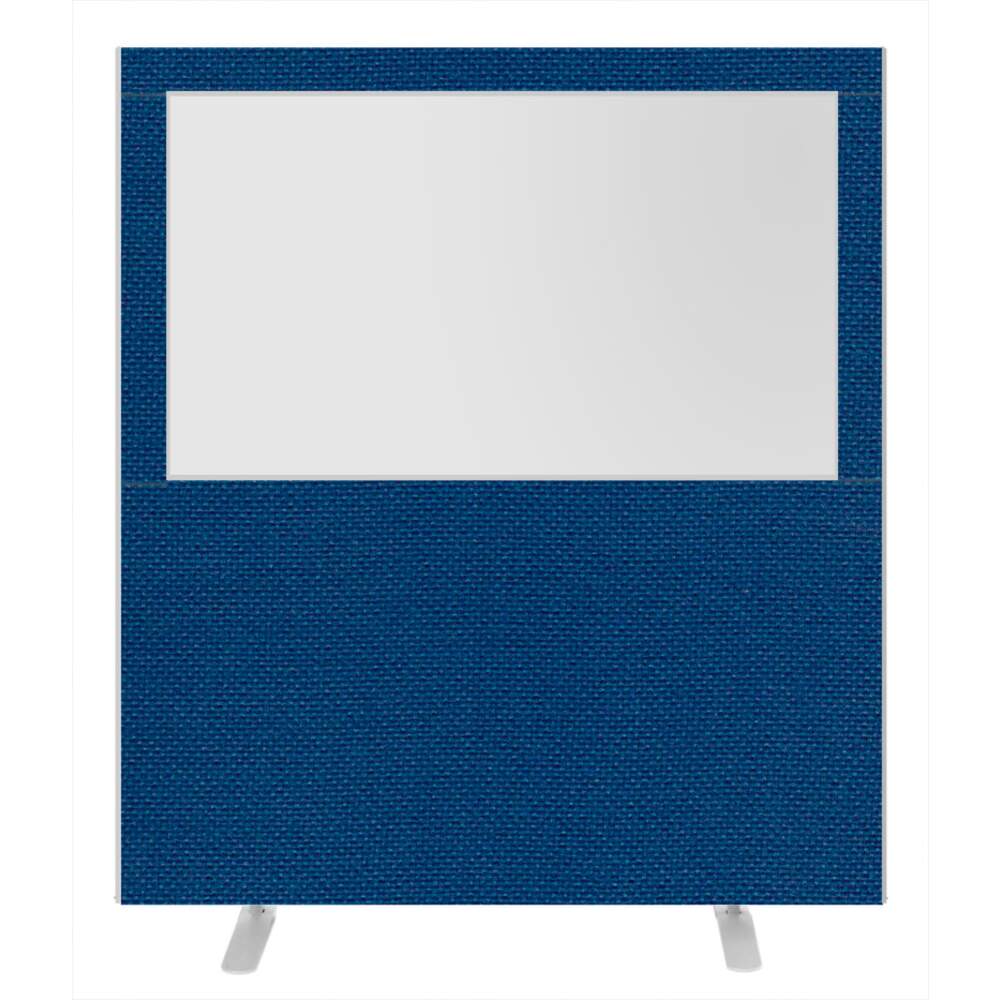 Impulse Plus Clear Half Vision 1800/1600 Floor Free Standing Screen Powder Blue Fabric Light Grey Edges