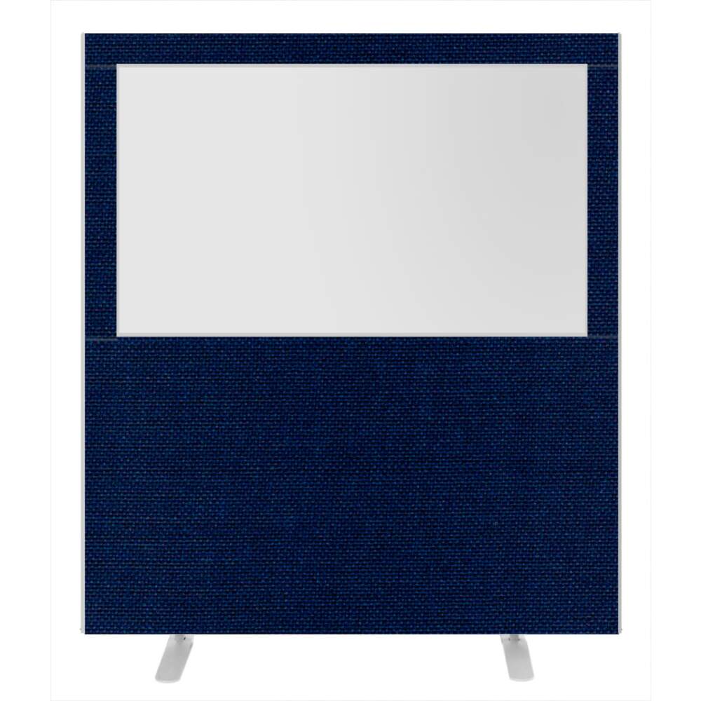 Impulse Plus Clear Half Vision 1800/1600 Floor Free Standing Screen Royal Blue Fabric Light Grey Edges