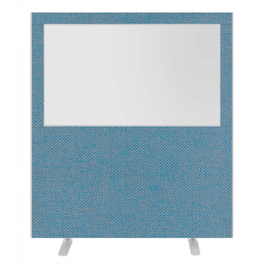 Impulse Plus Clear Half Vision 1800/1600 Floor Free Standing Screen Sky Blue Fabric Light Grey Edges