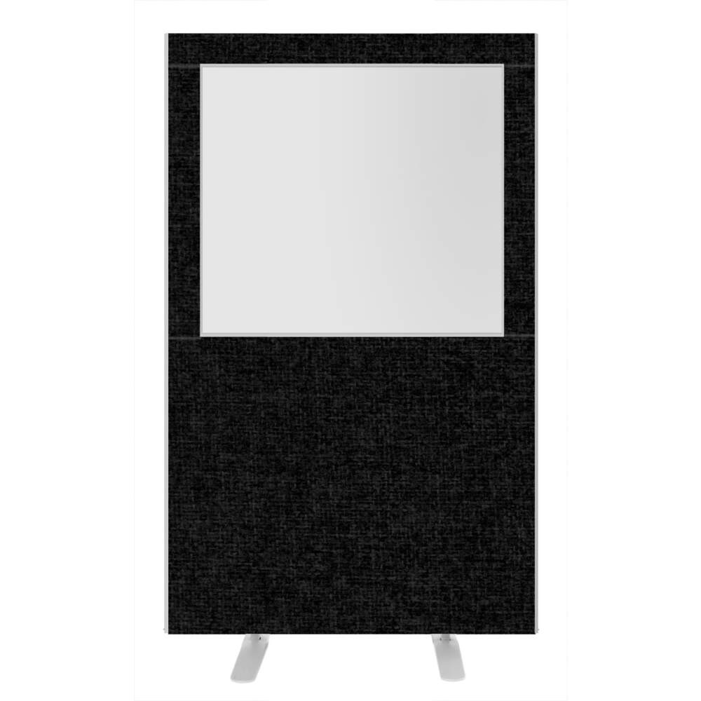 Impulse Plus Clear Half Vision 1800/1200 Floor Free Standing Screen Black Fabric Light Grey Edges