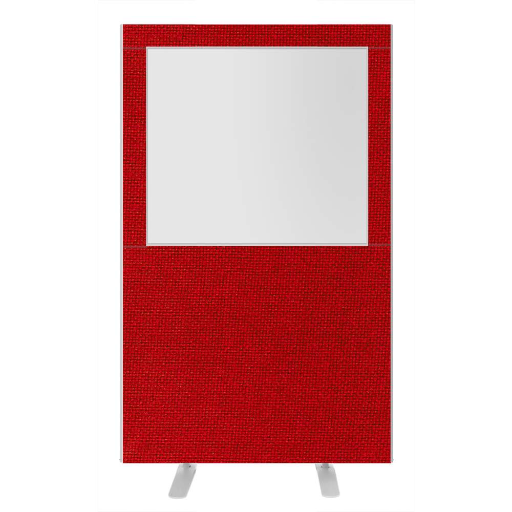 Impulse Plus Clear Half Vision 1800/1200 Floor Free Standing Screen Burgundy Fabric Light Grey Edges