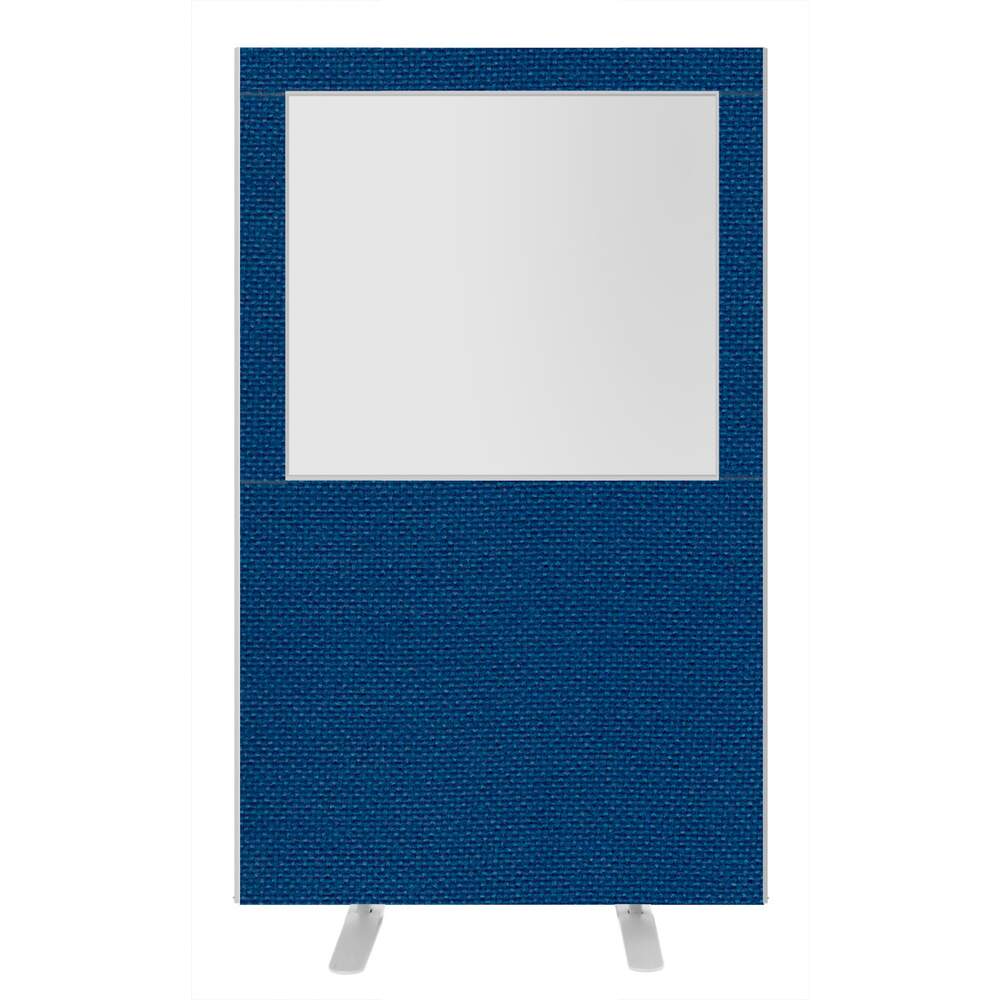 Impulse Plus Clear Half Vision 1800/1200 Floor Free Standing Screen Powder Blue Fabric Light Grey Edges