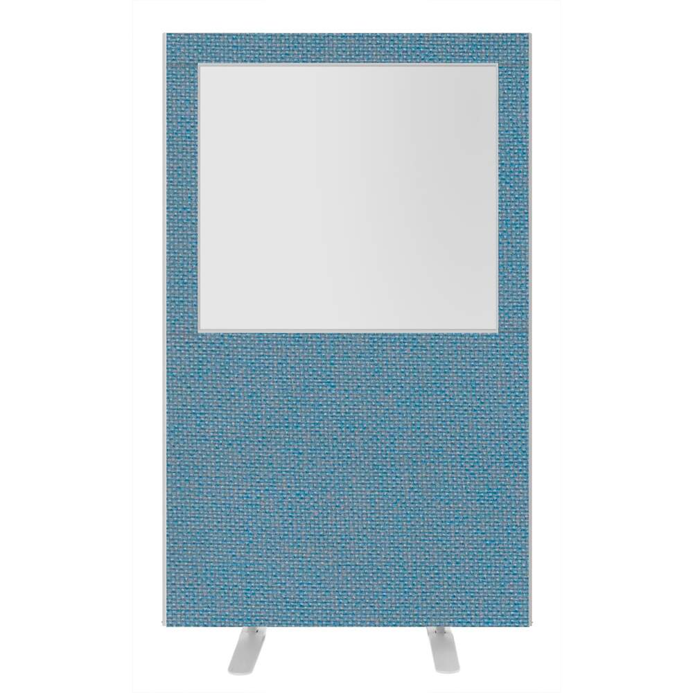 Impulse Plus Clear Half Vision 1800/1200 Floor Free Standing Screen Sky Blue Fabric Light Grey Edges