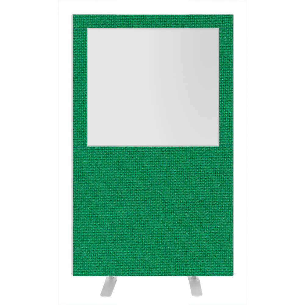 Impulse Plus Clear Half Vision 1650/1200 Floor Free Standing Screen Palm Green Fabric Light Grey Edges