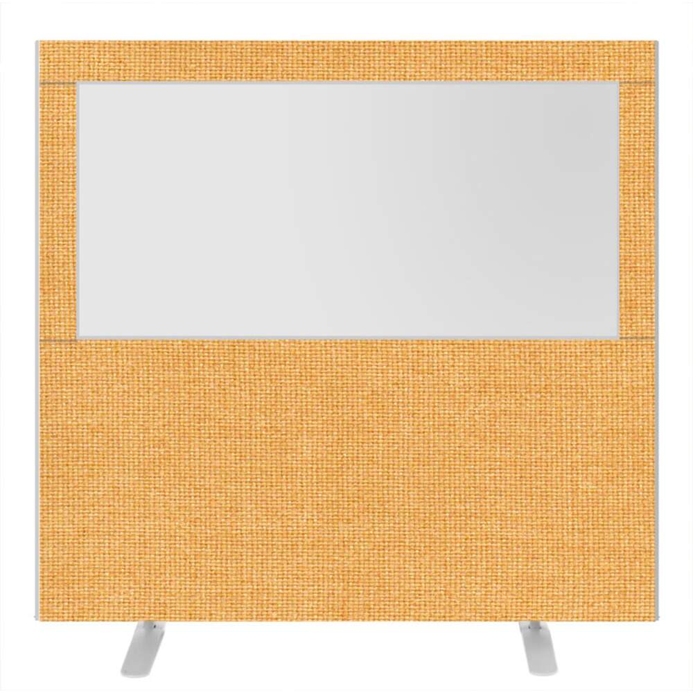 Impulse Plus Clear Half Vision 1500/1600 Floor Free Standing Screen Beige Fabric Light Grey Edges