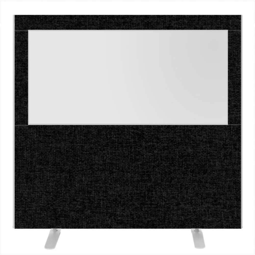 Impulse Plus Clear Half Vision 1500/1600 Floor Free Standing Screen Black Fabric Light Grey Edges