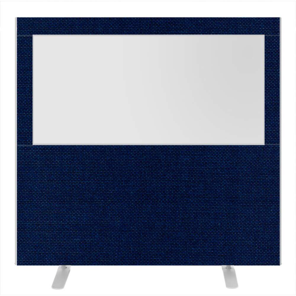 Impulse Plus Clear Half Vision 1500/1600 Floor Free Standing Screen Royal Blue Fabric Light Grey Edges