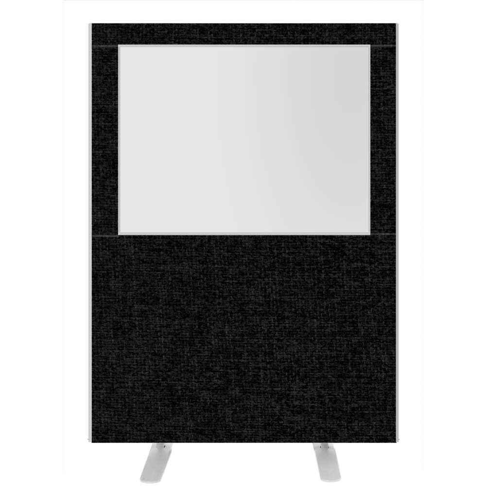 Impulse Plus Clear Half Vision 1500/1200 Floor Free Standing Screen Black Fabric Light Grey Edges