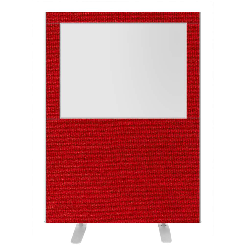 Impulse Plus Clear Half Vision 1500/1200 Floor Free Standing Screen Burgundy Fabric Light Grey Edges