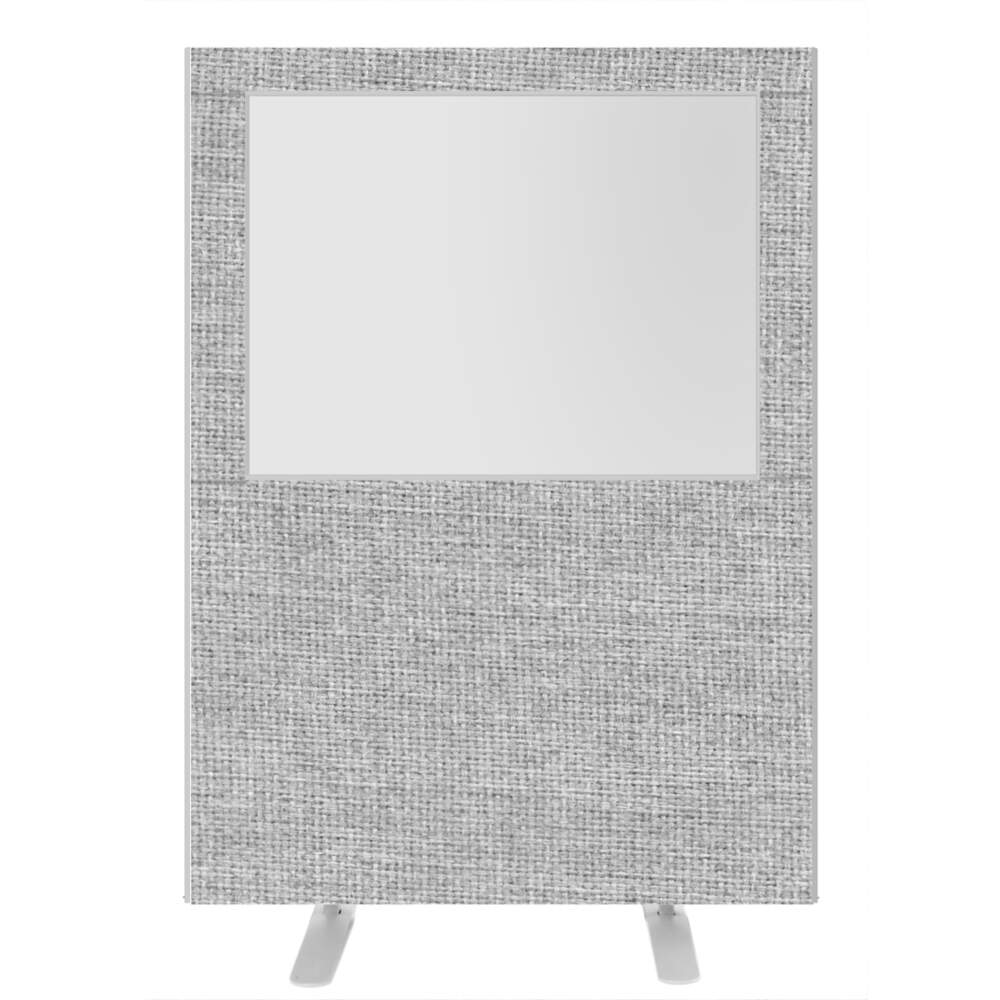 Impulse Plus Clear Half Vision 1500/1200 Floor Free Standing Screen Light Grey Fabric Light Grey Edges