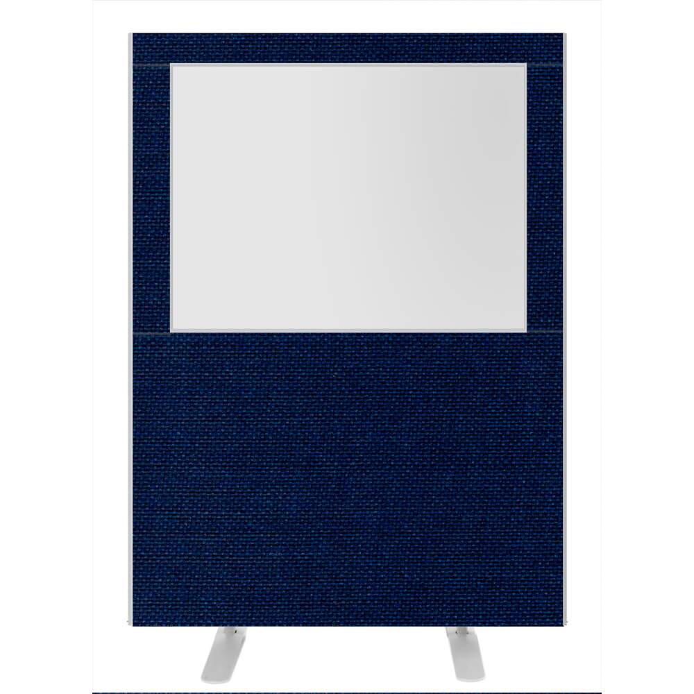 Impulse Plus Clear Half Vision 1500/1200 Floor Free Standing Screen Royal Blue Fabric Light Grey Edges