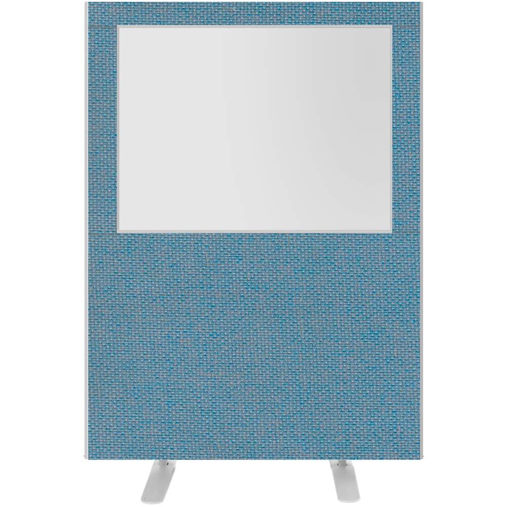 Impulse Plus Clear Half Vision 1500/1200 Floor Free Standing Screen Sky Blue Fabric Light Grey Edges