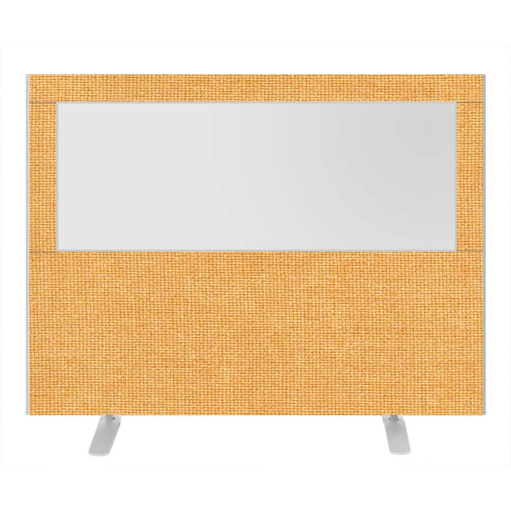 Impulse Plus Clear Half Vision 1200/1600 Floor Free Standing Screen Beige Fabric Light Grey Edges