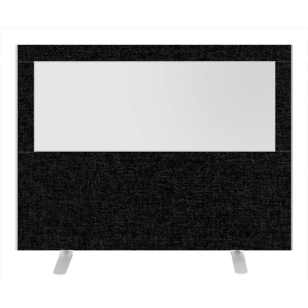 Impulse Plus Clear Half Vision 1200/1600 Floor Free Standing Screen Black Fabric Light Grey Edges