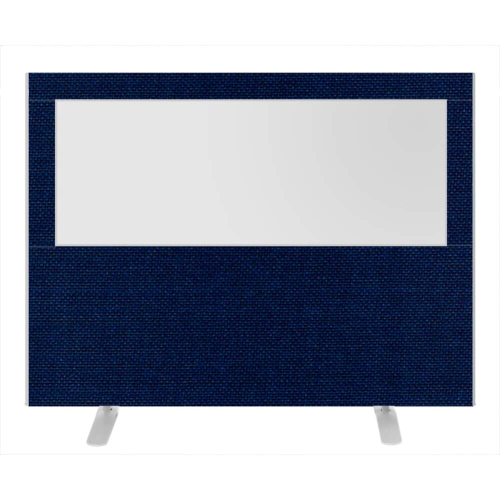 Impulse Plus Clear Half Vision 1200/1600 Floor Free Standing Screen Royal Blue Fabric Light Grey Edges