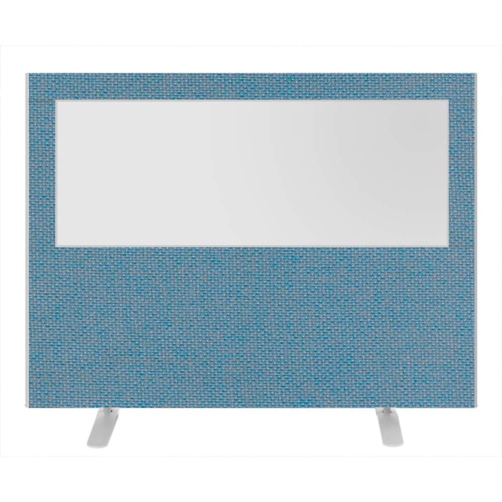 Impulse Plus Clear Half Vision 1200/1600 Floor Free Standing Screen Sky Blue Fabric Light Grey Edges