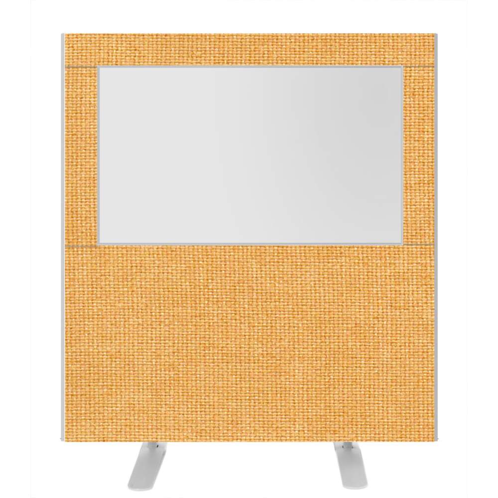 Impulse Plus Clear Half Vision 1200/1200 Floor Free Standing Screen Beige Fabric Light Grey Edges