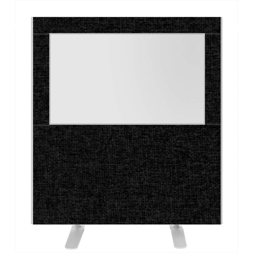 Impulse Plus Clear Half Vision 1200/1200 Floor Free Standing Screen Black Fabric Light Grey Edges