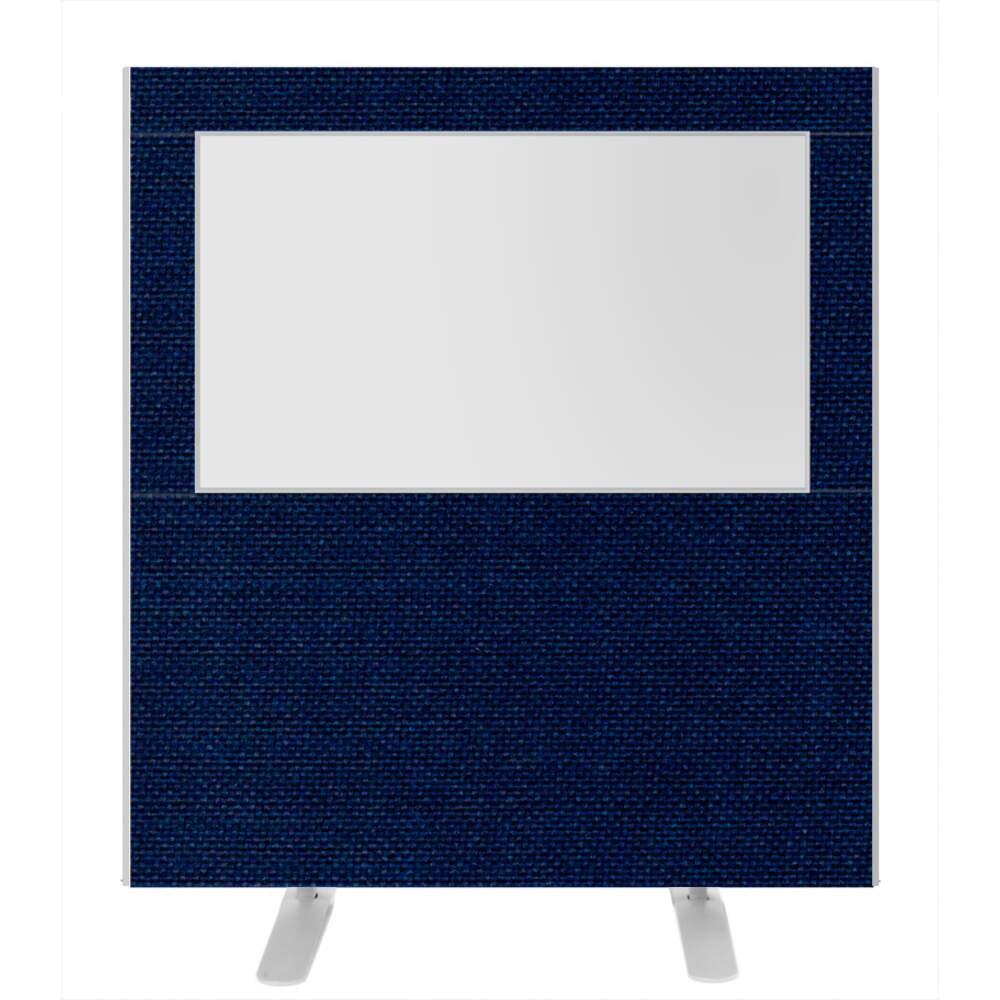 Impulse Plus Clear Half Vision 1200/1200 Floor Free Standing Screen Royal Blue Fabric Light Grey Edges