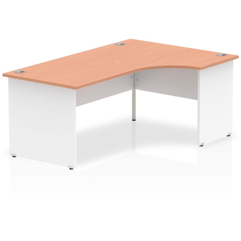 Impulse 1800mm Right Crescent Desk Beech Top White Panel End Leg